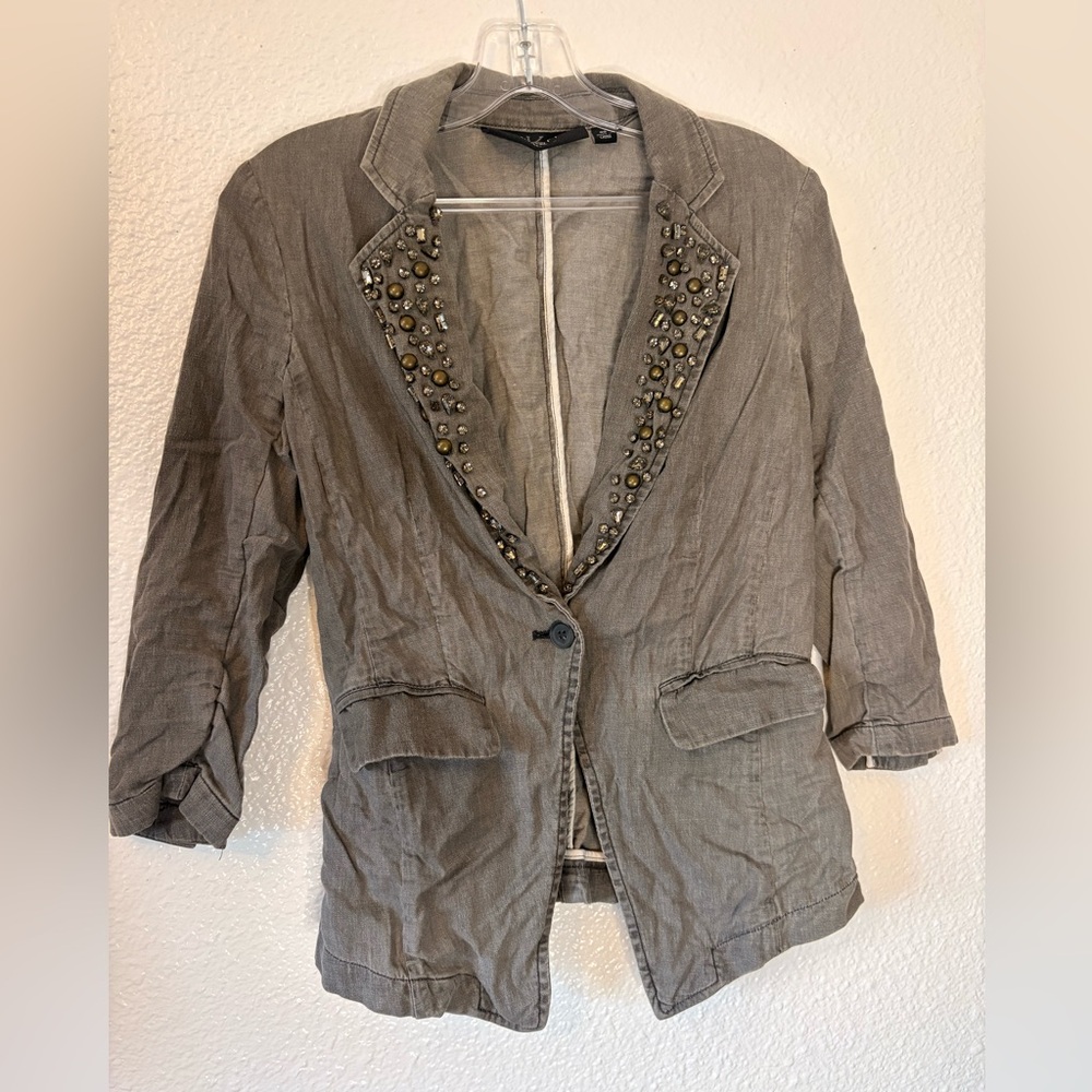 Kardashian Kollection Taupe Embellished Blazer